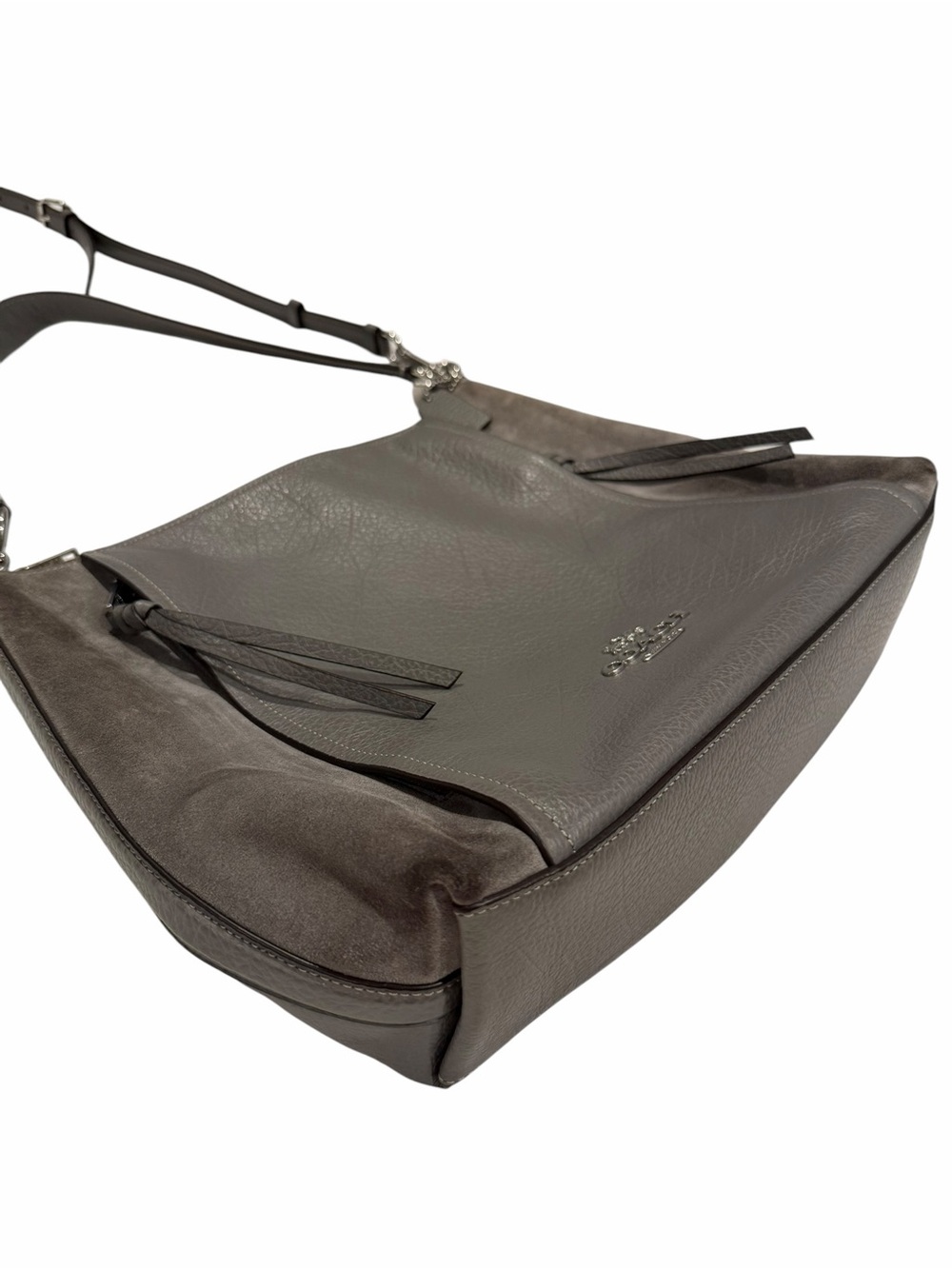 Coach F79995 Marlon Hobo Heather Gray Leather/Suede 2/Way Shoulder Bag - Picture 8 of 15